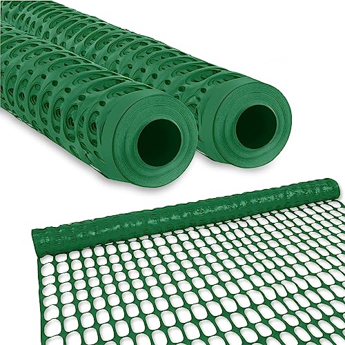 BISupply 4x300 ft Temporary Fencing for Yard - Green Outdoor Plastic Construction Fencing Roll for Dogs, Garden and Events