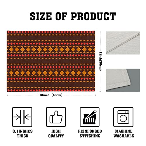 Geometric Diamond Pattern Table Mat Chromatic Boho Ethnic Design Place Mat 12X18 Inches Heat Resistant Table Pad Linen Placemat For Kitchen Decor Set Of 4 #TOP3