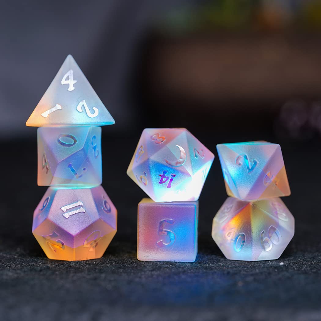 LANGWEI D&D Dice Set Joli Cristal Polyédrique Jeu De Rôle Dés pour Donjons Et Dragons Pathfinder Shadowrun Jeu De Rôle, Cadeau Créatif