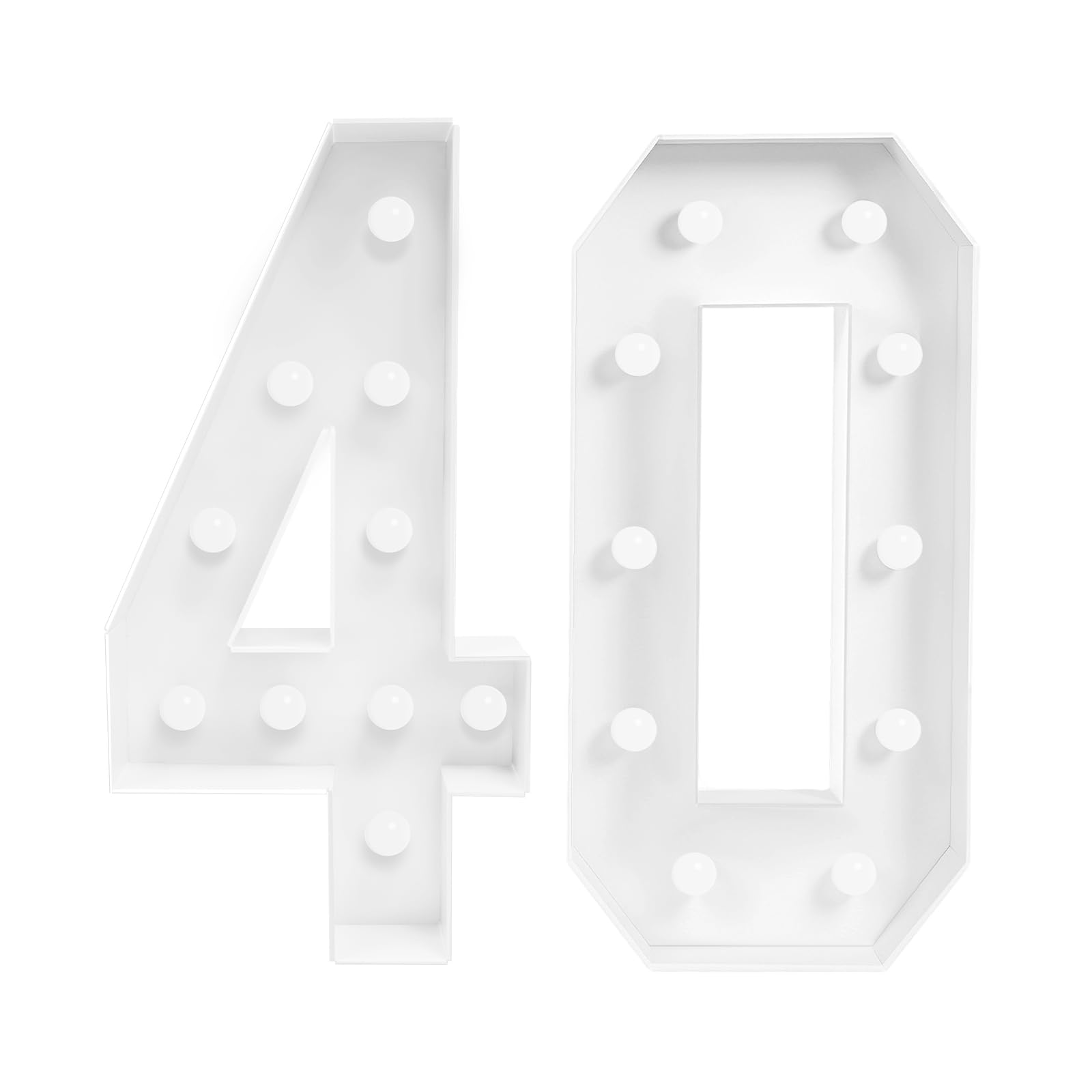 Decorazione per feste di compleanno, 30/40/50, numeri luminosi per decorazioni di compleanno, numeri illuminati, lampada con numeri LED, decorazione numeri, per feste di compleanno (numeri40)
