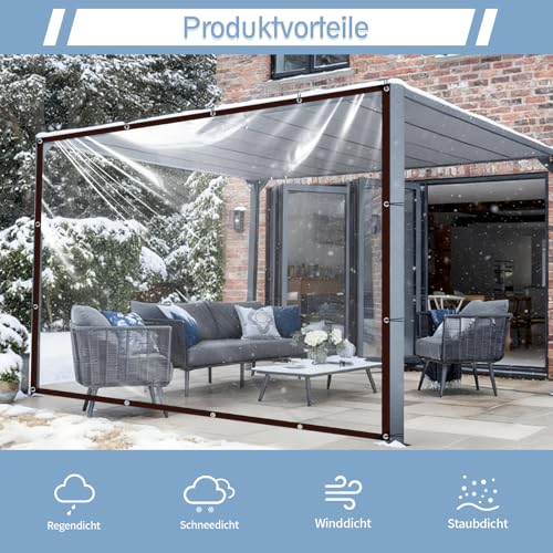 Bâche imperméable transparente 3x3m avec œillets pour meuble de jardin - 2