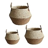 Xptieeck 3 cestas de almacenamiento de cuerda de maíz de paja, cesta de lavandería, cesta de almacenamiento, cesta de bambú, cesta de almacenamiento para artículos diversos