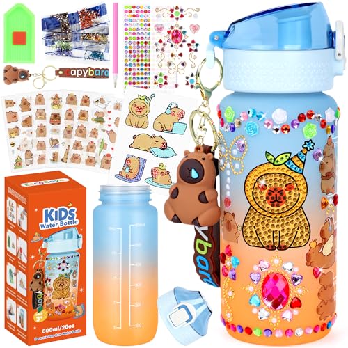 EccoCove Decorate Your Own Water Bottle Kids - Capybara Gift for 5 6 7 8 9 Girls Birthday Present Capybara Water Bottle for Girls Arts and Crafts Gifts for Girl Birthday Gifts