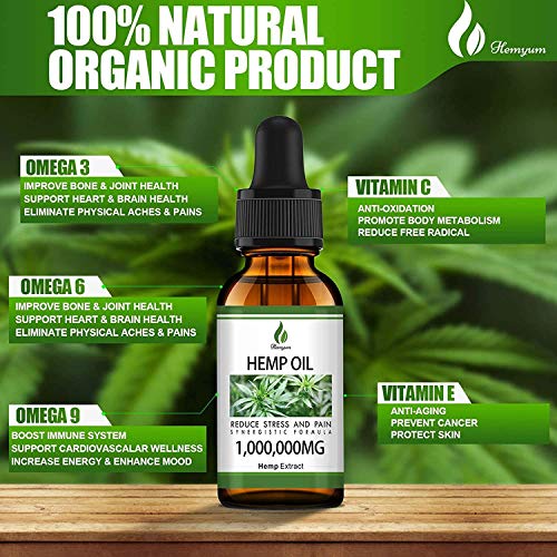 (3 Pack) 1,000,000MG Hemp Oil Extract - Organic Extra Strong Formula - Co2 Extraction - Organically Grown in USA - Organic, Vegan, Non-GMO