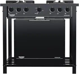 Fogão Industrial 4 Bocas Preto com Forno e Tripla Chama Dako Couraçado