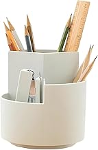 Pen & Pencil Holders and Stationery Organiser Holder 3 Compartment Plastic Case Holder Multi-Functional Storage & Display Stand for Home Office Table Accessories Plastic - White