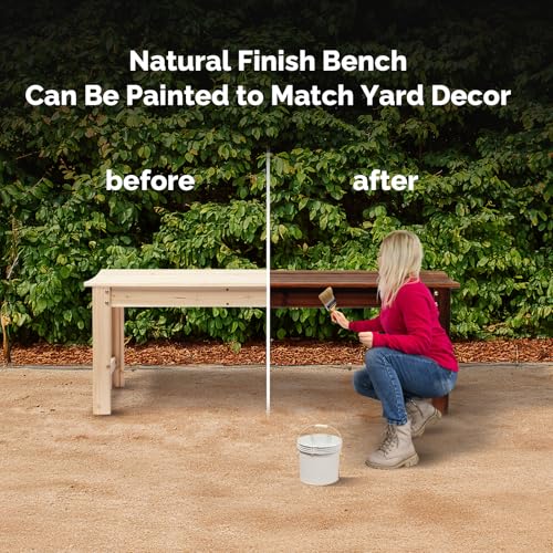 Image of VINGLI Outdoor Wood Bench, 48 inch Outdoor Bench Patio Wooden Bench Garden Bench Outdoor Backless Bench for Deck Patio (Natural)