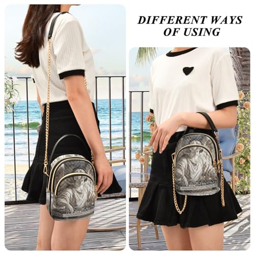 Statue Dj Sling Bag for Women, Small Shoulder Bag Crossbody Bag Purse with Chain Strap Top handle 5.91×3.15×8.27 Inches3
