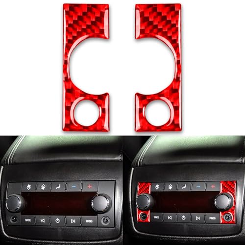 Auto Rear Row Music Player Control Decoration 2pcs Premium Sticker Compatible with Chevrolet Tahoe/Suburban/GMC Yukon XL Denali 2007-2014 Interior Accessories Real Quality Soft Carbon Fiber Red - B