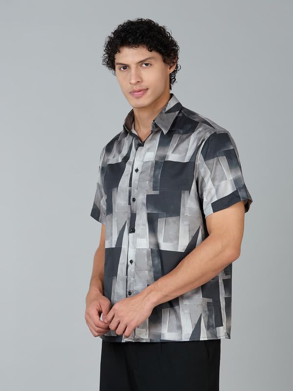Image of MARK & ALBERT Men's 100% Cotton Printed Half Sleeves Regular Fit Shirt for Men
