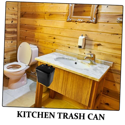 Caneca de basura rectangular de plástico con doble compartimento negro miniatura 3