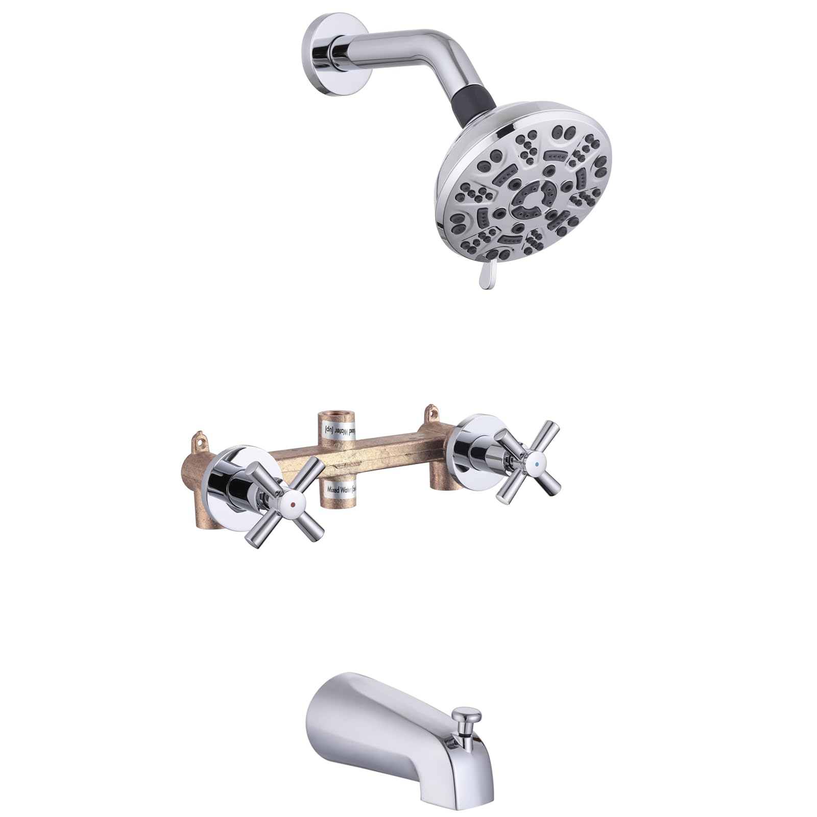 Photo 1 of YANCASENO 2 Handle Shower Faucet with Tub Spout,Tub Shower Trim Kit Chrome