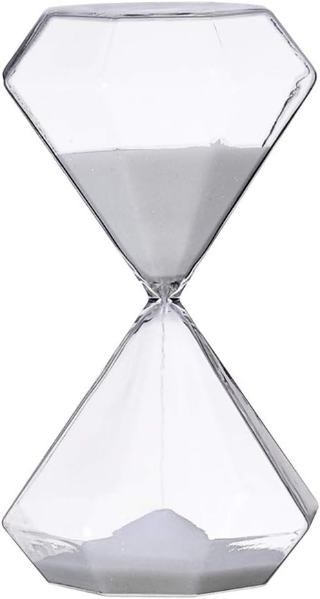 Bellaware Diamond Hourglass Sand Timer, 30 Minutes White Sand Clock