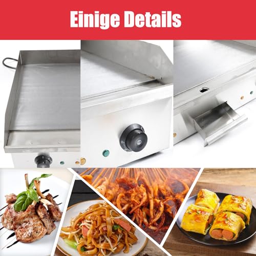 220V 4400W Elektro Grillplatte 50-300 ℃ Elektrogrill Edelstahl-Kochplatte Mit Anti-Splash Fettsammelschale Gastronomie Tischgrill Bräter Griddleplatte Griddle Für Zuhause und draußen BBQ – Bild 7