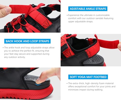 Image of ONCAI Men Hiking Sandals, Arch Support Walking Sandals with Outdoor Orthotic Footbed for Plantar Fasciitis, Hombre Sandalias Recovery Sport Size 7-14