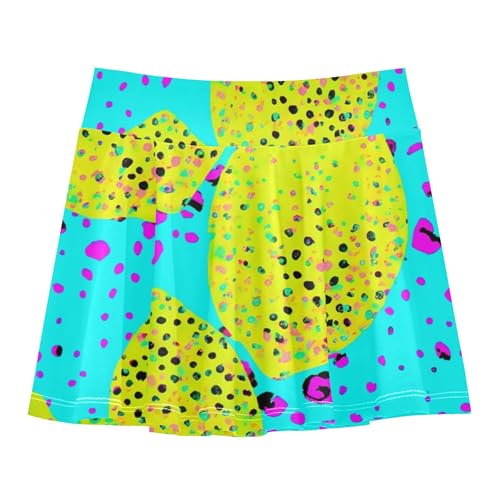 Joisal Cute Comfy Athletic Shorts Girls Skorts Kids Tennis Skirts School Vibrant Yellow Lemons Blue 4t