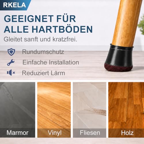 32 Stück Stuhlbeinkappen Rund, Filzgleiter für stühle, Stuhlbeinschoner – Ansicht 6