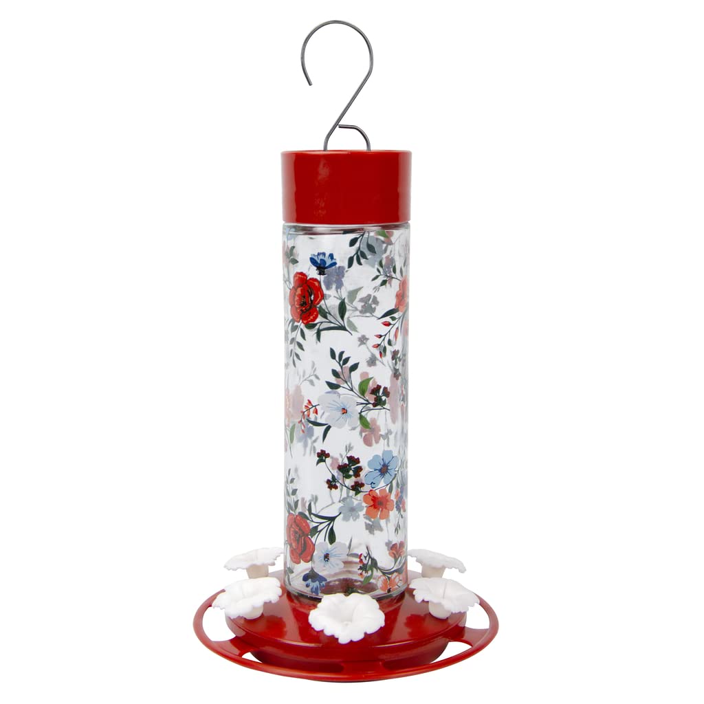 Nature's Way Bird Products DGHF3 Vintage Blossom Decorative Glass Hummingbird Feeder