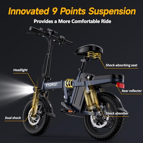 Folding Electric Bike for Adults Teens, Peak 1500W, 62 Miles