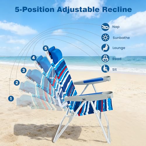 Image of SUNNYFEEL Tall Beach Chair for Adults, High Back High Seat Folding Chairs