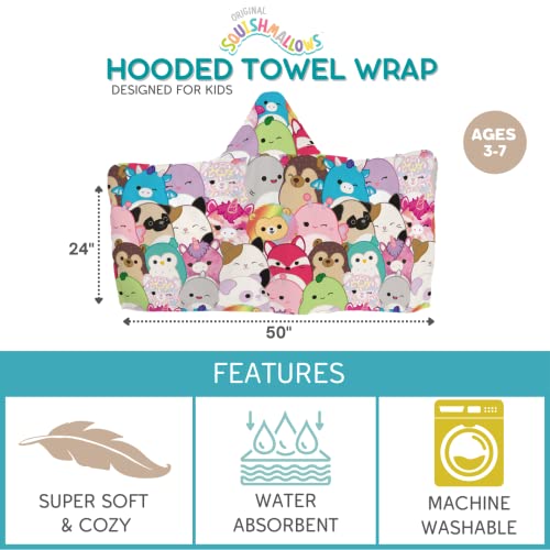 Image of Squishmallows Kids Bath /Pool /Beach Soft Cotton Terry Hooded Towel Wrap, 24 in x 50 in, By Franco