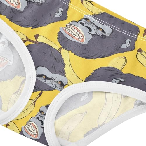 Wusikd Gorilla Banana Girls' Underwear Cotton Yellow Girls Briefs Soft Toddler Underwear 2T4