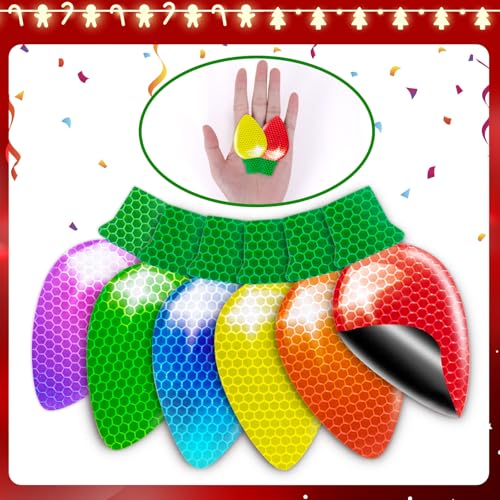 Image of 50PCS Christmas Car Refrigerator Decorations - 30 Reflective Bulb Light Shaped Magnets 20 Magnetic Wires Ornaments Set Xmas Holiday Cute Decor