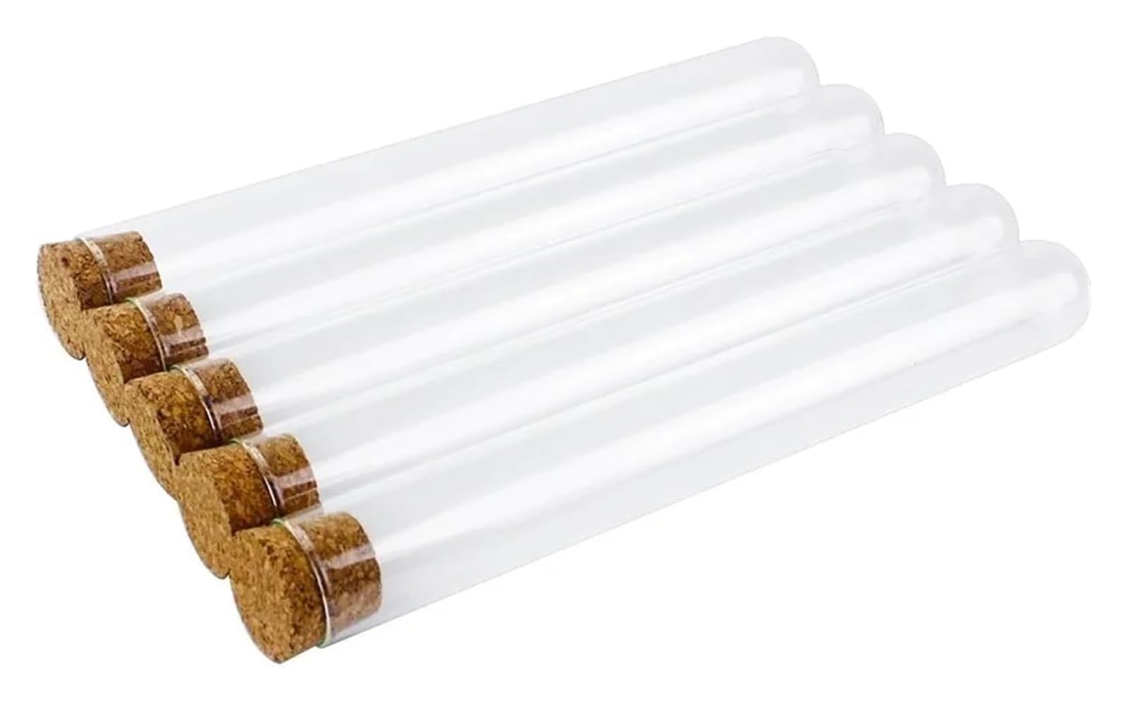 Tubos de ensayo de Vidrio Transparente, Tubos de Ensayo Vidrio Pack 15 80ml 25x200mm con Tapón Corcho y Pincel Transparente
