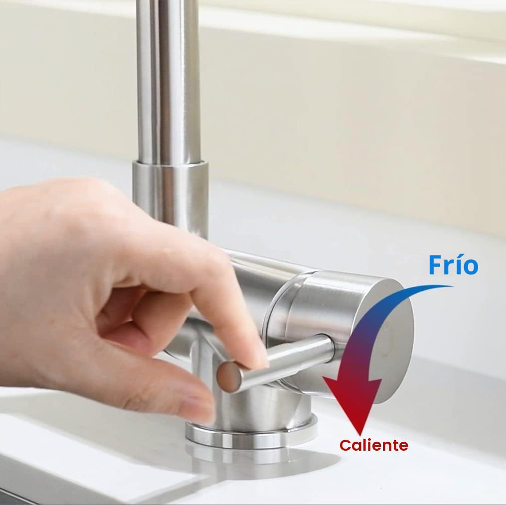 CECIPA Grifo Cocina Abatible con 2 Modos de Agua, Grifo Cocina Plegable de 180°, Grifo Fregadero Cocina Abatible Giratorio de 360°, Grifo Fregadero Cocina Plegable de Inox