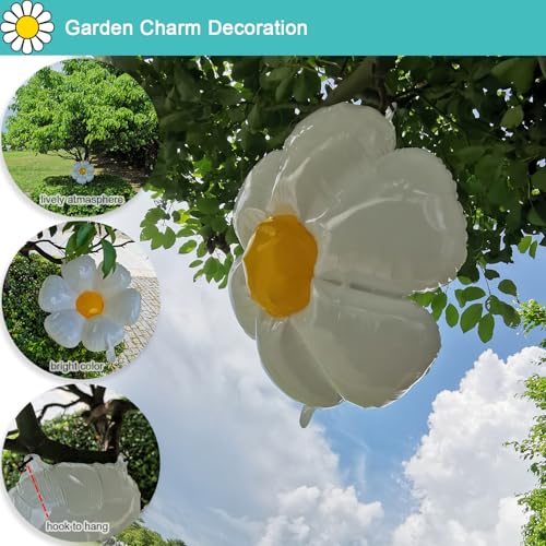 Image of Daisy Balloons 20 pcs White Daisy Flower Balloons Reusable Party Decorations for Birthday Wedding Ceremony Garden Beauty, 2 Extra Huge, 4 Huge, 14 Medium and 10 Fittings