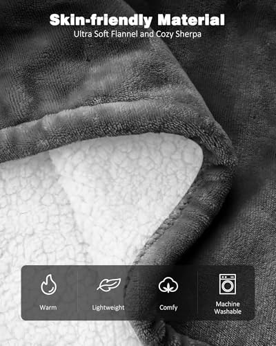 Heated Blanket, Electric Blanket with 2 Wearable Buttons, 50x60 Inches Wearable Heated Throw Blanket, 9 Heating Levels & 1-10 Auto Shut-Off, for Office, Home, Gift for Men Women (Grey) - Image 6