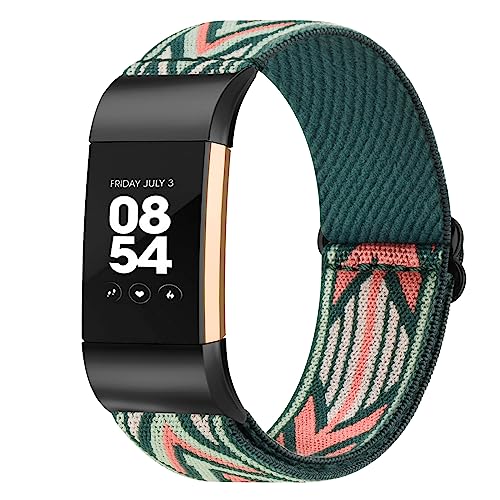Mugust Correa para Fitbit Charge 2 para Mujer y Hombre,Correas Elástico Ajustable Nylon Pulseras Repuesto Solo para Fitbit Charge 2(Flecha Verde)