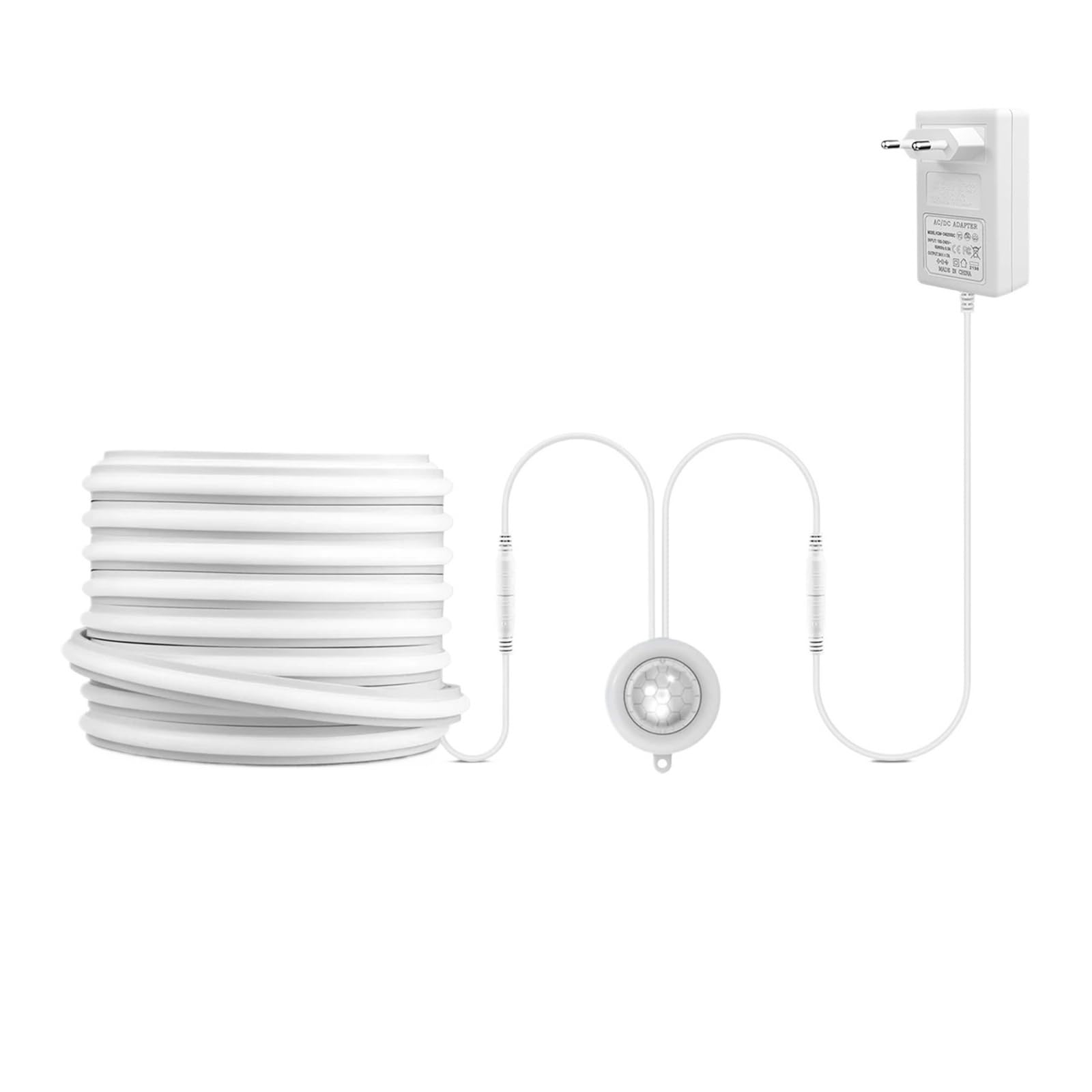 24V czujnik ruchu COB taśma LED silikonowa taśma neonowa automatyczne wyłączanie 2M 5M 10M do schodów szafa dekoracja szafki(EU Power Plug,WARM WHITE_3M)