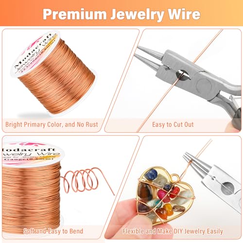 Image of Modacraft 22 Gauge Copper Wire for Jewelry Making with 4 in 1 Plier, 164Ft /0.6mm Craft Beading Pure Bare Copper Wire for Jewelry Making Supplies and Crafting