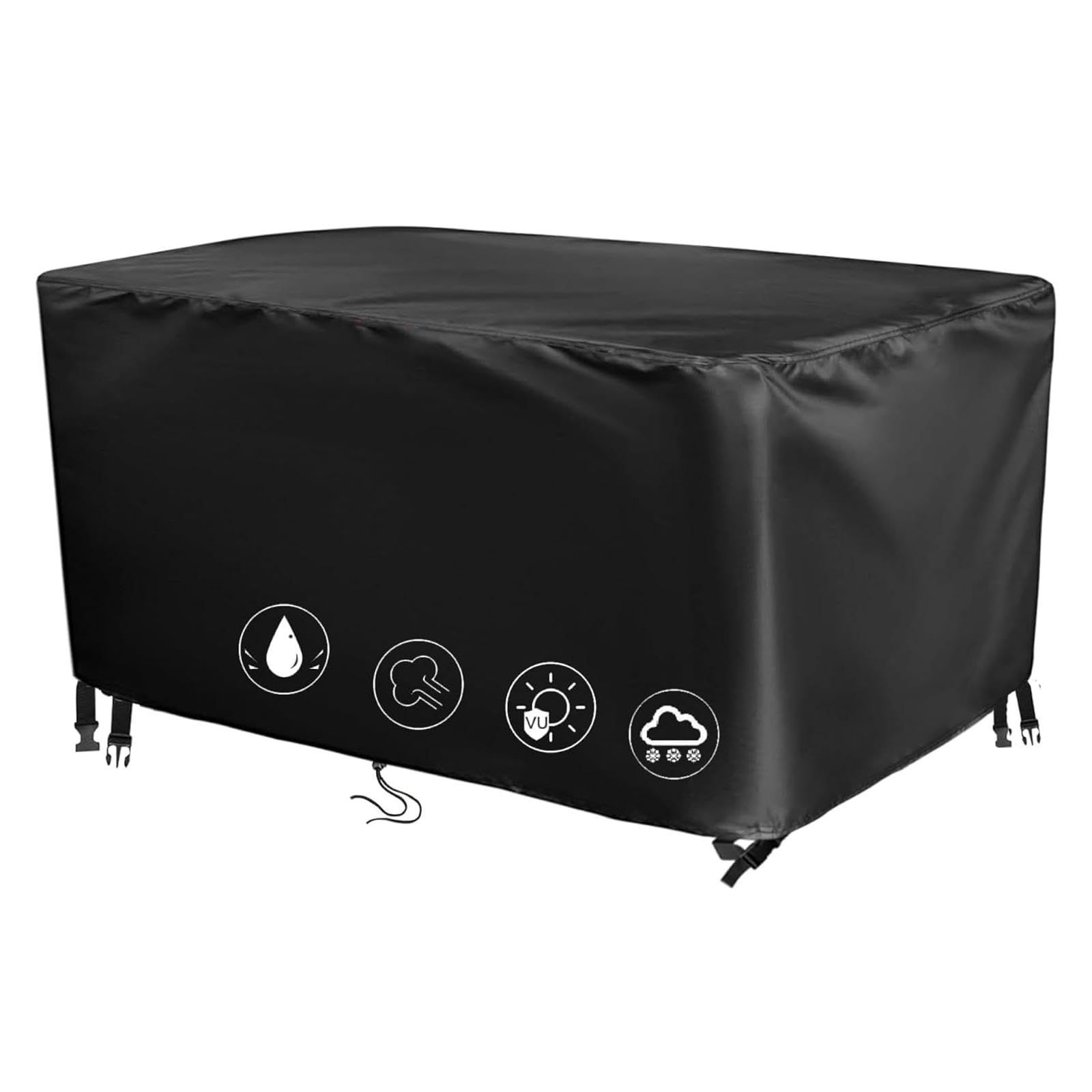 AEUUEU Large Outdoor Table Covers Waterproof Rectangle 45x45x45cm/LxWxH Patio Rattan Table and Chair Set Cover, Patio Furniture Covers Waterproof Anti-UV Heavy Duty 600D Oxford Fabric Furniture Cover