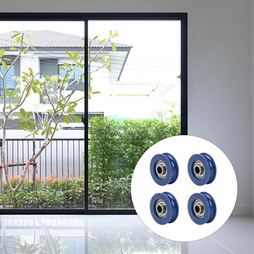 Cnbtr 6 mm largeur de rainure 3 mm rainuré profond rainure en U poulie plastique à roulement à billes en plastique bleu pour une charge maximale de 26 kg 4 pièces