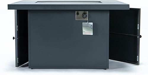 Miniatura 8 de LeisureMod Chelsea - Fogata de propano de 44 pulgadas, 55,000 BTU de encendido automático con tapa, protector contra el viento y piedras