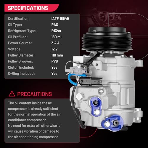 BDFHYK 197364 Air Conditioning A/C Compressor with Clutch Compatible with BMW X5 320i 328i 428i 528i 535i 228i 328d 535d 740Ld GT xDrive Gran Coupe 2013-2018