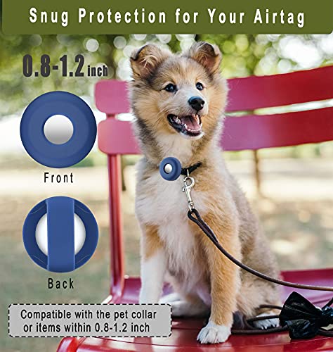 Airtag Dog Collar Holder, Silicone Apple Air Tag Case Cover for 0.8-1.2inch Cat Pet Collar Harness Loop Cibaabo