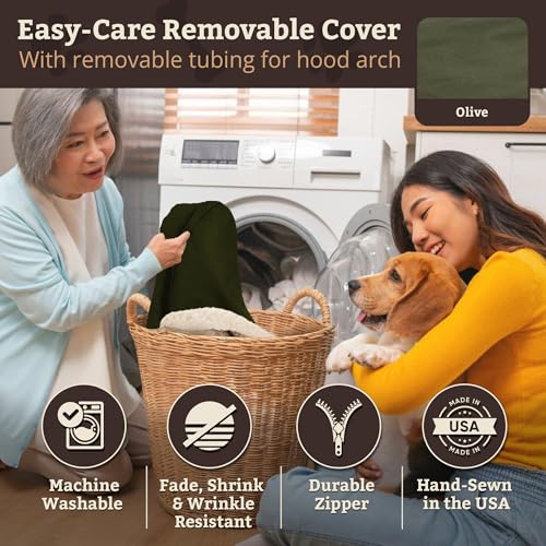 Image of Snoozer Cozy Cave Dog Bed, Round Covered Dog Bed, Olive (S)