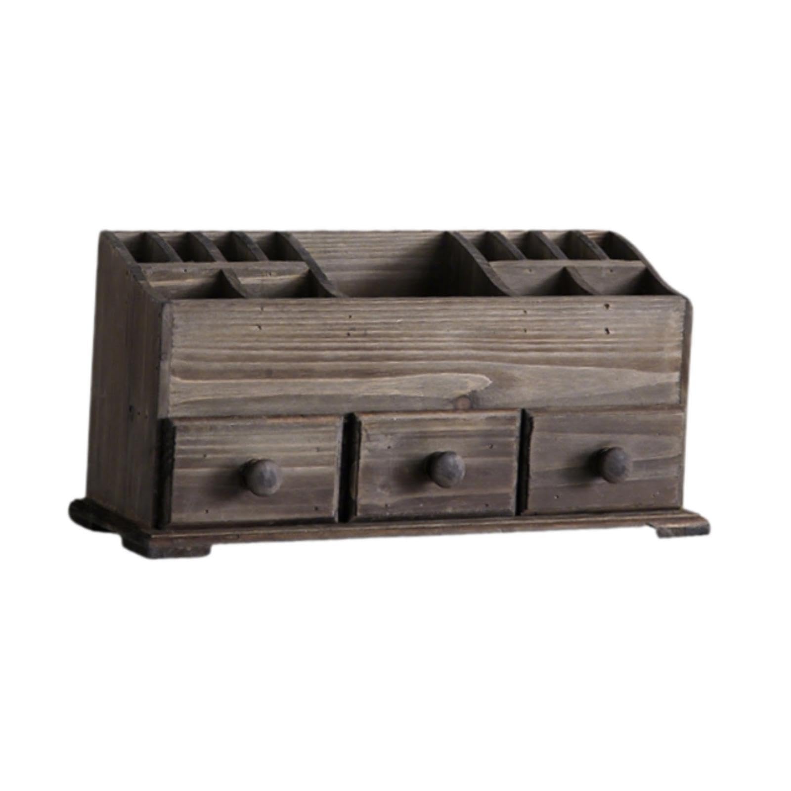 jojomis Organiseur de maquillage rustique pour maquillage - Boîte de rangement rustique pour cosmétiques et salle de bain - 40 x 14 x 19 cm - Marron