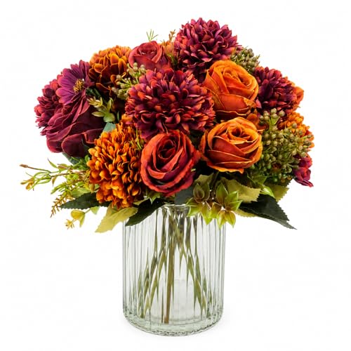 3 Stück Kunstblumen wie echt Herbstblumenstrauß Künstlicher Blumenstrauß