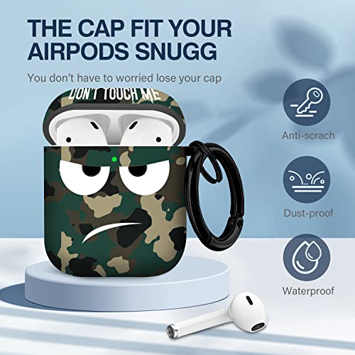Image of for Airpods Case, Don't Touch Me for Airpods Cover with Keychain /Lanyard Soft Cute Shockproof Cover for Women Men Compatible with for Airpods 2 /1 Charging Case,Green