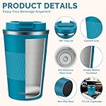 MOMSIV 12oz Travel Mug, Insulated Coffee Cup with Leakproof Lid, Travel Coffee Mug Vacuum Stainless Steel Double Walled Reusable Coffee Cup for Hot and Cold Water Coffee - Image 3