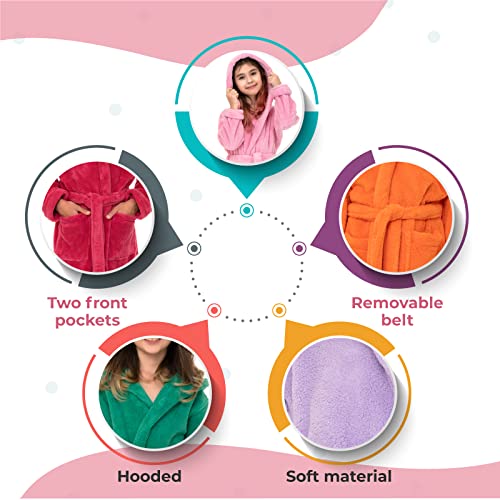 TowelSelections Girls Robe, Kids Soft Plush Hooded Fleece Bathrobe4