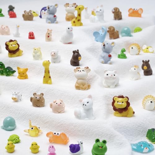 ZMRU 36 Types Forest Mini Resin Animals, Plastic Tiny Animals to Hide, Miniature Animals Figures for Fairy Garden, Dollhouse, Terrariums, Shadowboxes, Cake Topper Decor