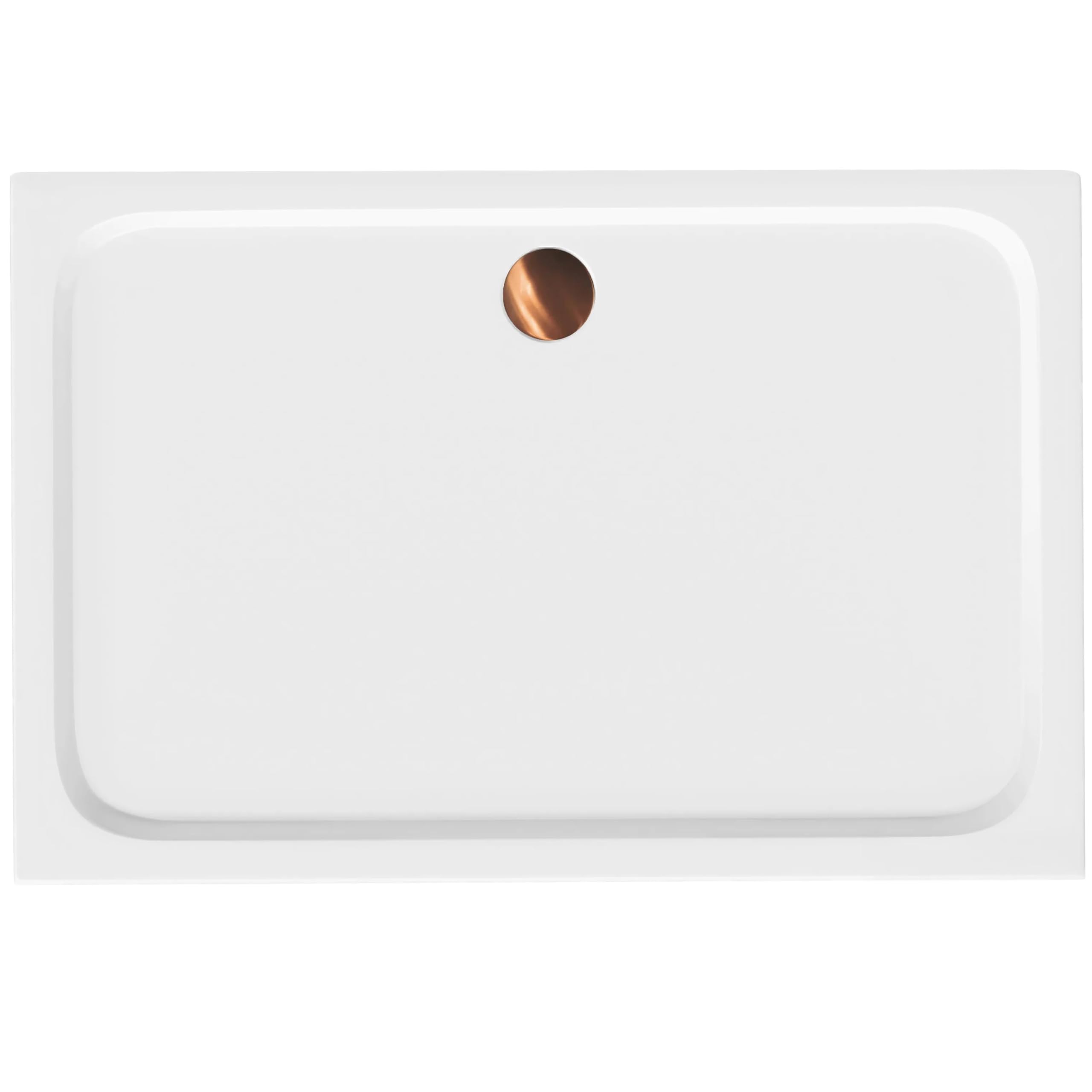 Rea - Plato de ducha Belmond 80X100 Cubierta cobre cepillado - Acrílico - Blanco - 100x80x5 cm