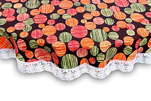 Image of The Furnishing Tree Round Shaped 8 Seater Table Cover WxL 90x90 inches with White Border lace