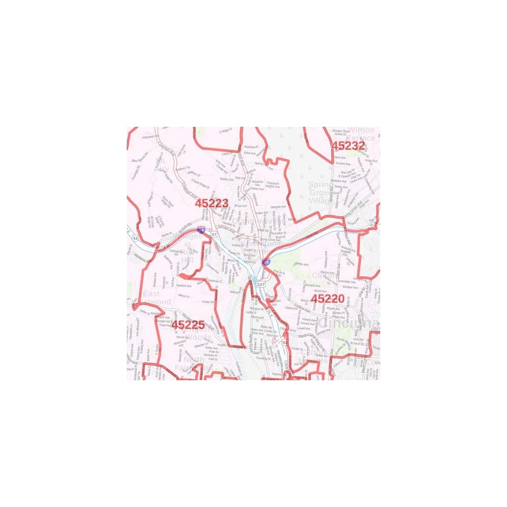 Buy Hamilton County, Ohio Zip Codes 48 x 36 Paper Wall Map Online at