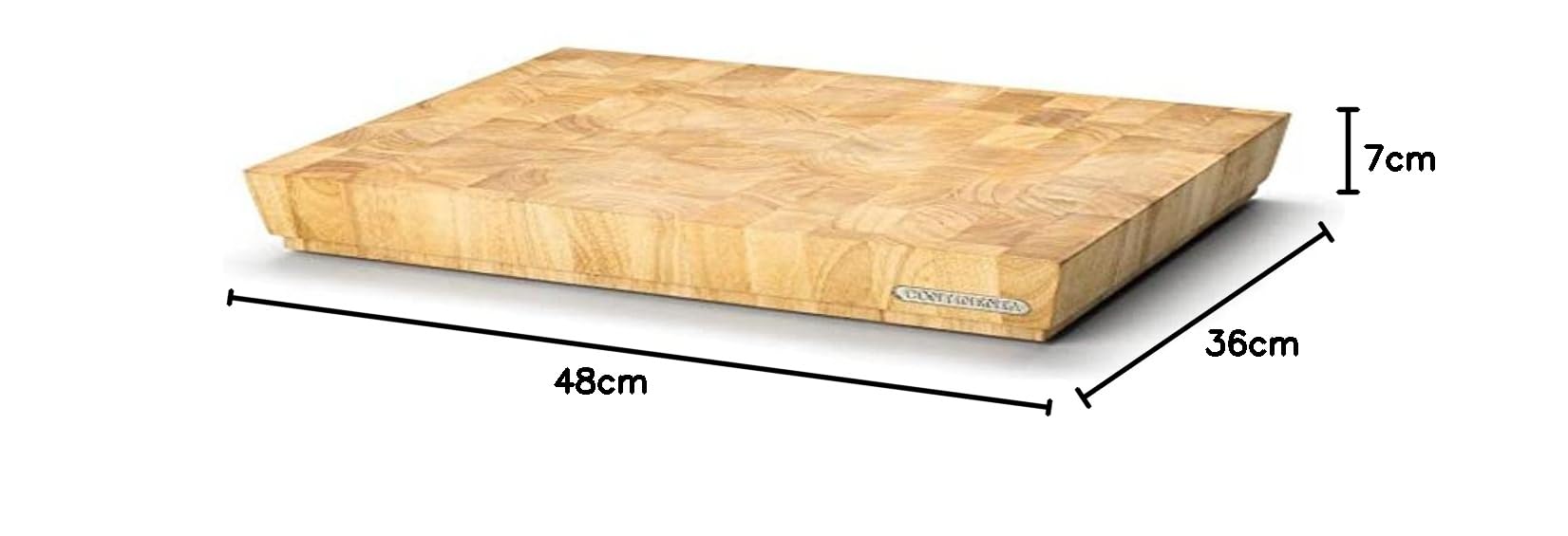 Continenta Profi Hackblock aus hochwertigem Gummibaum Stirnholz, massive Holzwürfel einzeln verleimt, Profi Qualität Schneidebrett, 48 x 36 x 7,3 cm